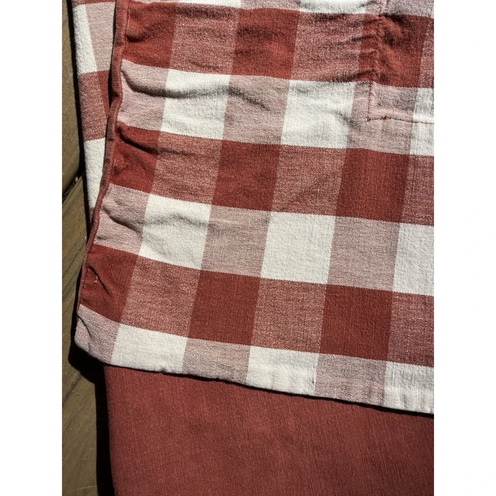 VTG Williams-Sonoma Tablecloth Rust Terracotta White Gingham Check 68x78 Cotton